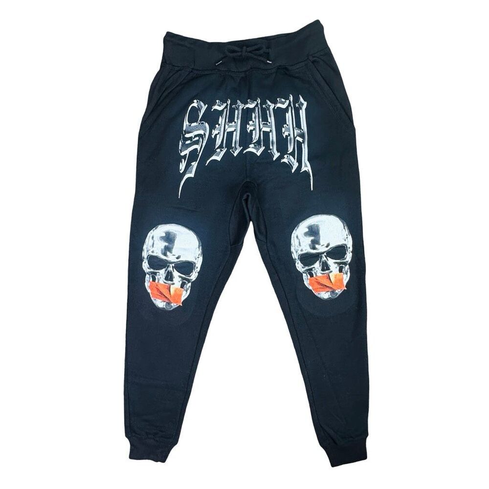 SHHH Forever Brand Skull Fleece Joggers - Size Medium